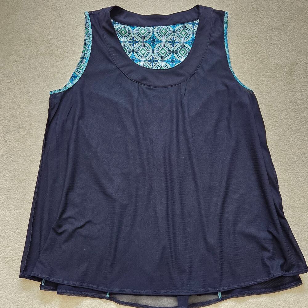 Rafaella Studio 1X Pullover Sleeveless Tunic Scoop Neck Pintuck Lined Top Blue - Picture 8 of 14